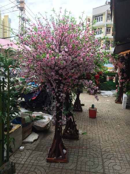 Thi công cây hoa giả đẹp