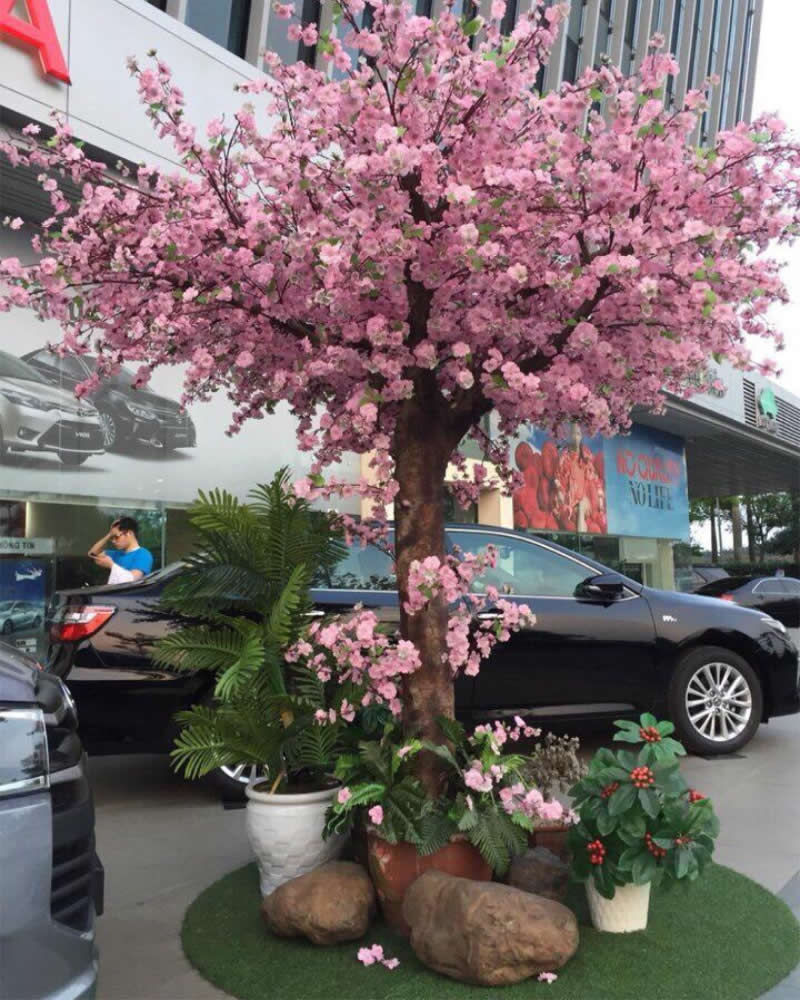 Thi công cây hoa giả đẹp